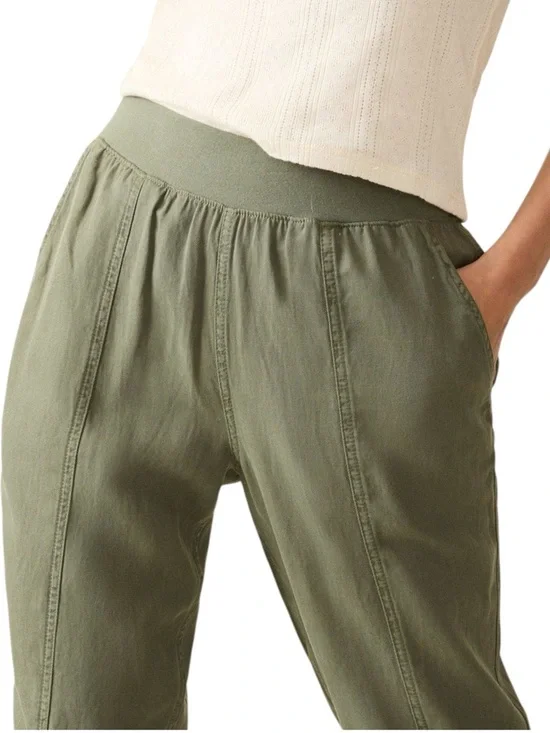 NWT Faherty Arlie Linen-Blend Straight Pant size Small in Thyme Green - Picture 3 of 9